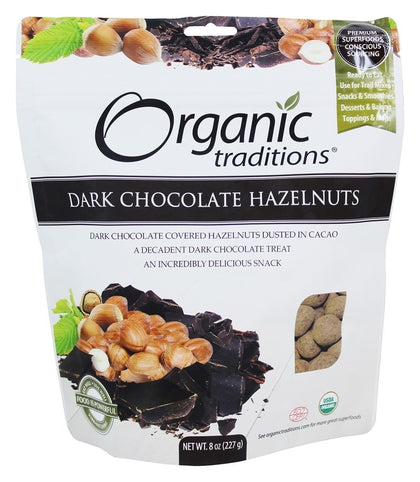 Organic Traditions Hazelnuts, Dark Chocolate 227g