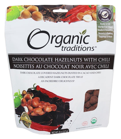 Organic Traditions Hazelnuts, Dark Chocolate w Chili 227g