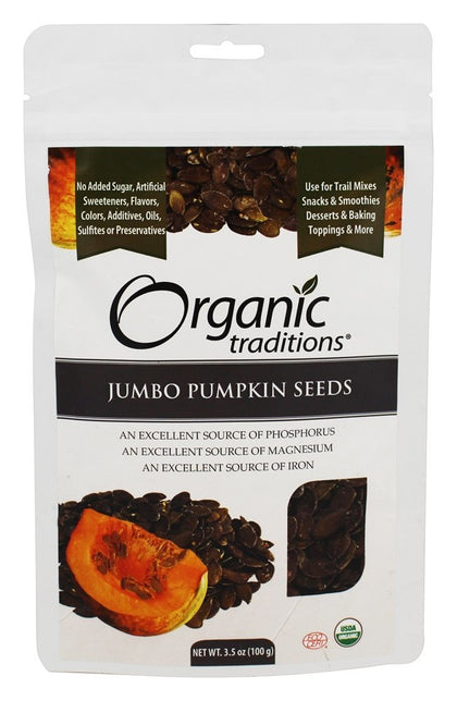Organic Traditions Pumpkin Seeds, Jumbo 100g