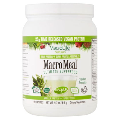 MacroLife Naturals MacroMeal Vegan Vanilla 15 serving 615g
