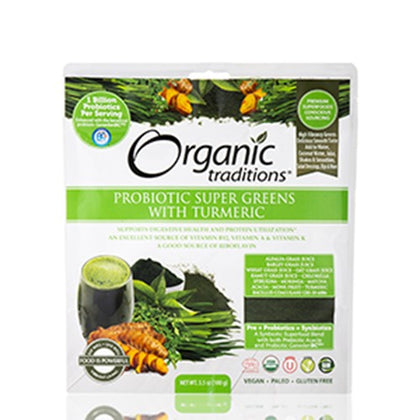 Organic Traditions Probiotic Super Greens w/Turmeric 100g