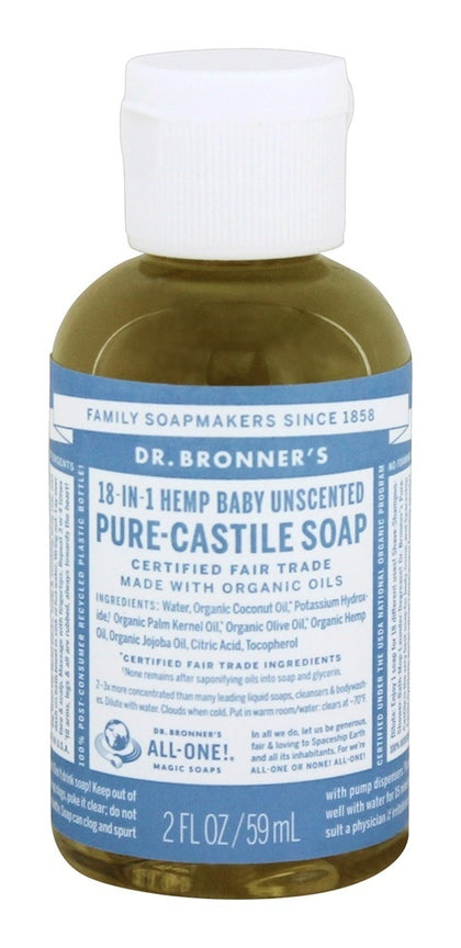 Dr. Bronner's Magic Soap Baby-Unscented Pure-Castile Liquid 2oz / 59ml