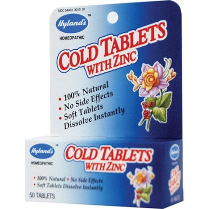 Hyland's Standard Homeopathic Cold Tablets with Zinc Blue Line 50 tabs
