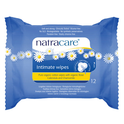 Natracare Organic Cotton Intimate Wipes 12 wipes