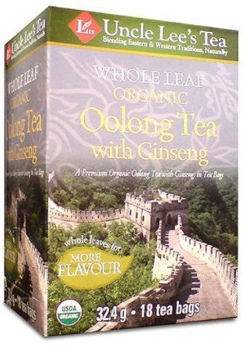 Uncle Lee's Tea Whole Leaf, Organic Ginseng Oolong Tea 18 bags