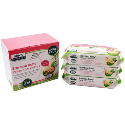 Aleva Naturals Bamboo Baby Sensitive Wipes ValuePk 216 ct