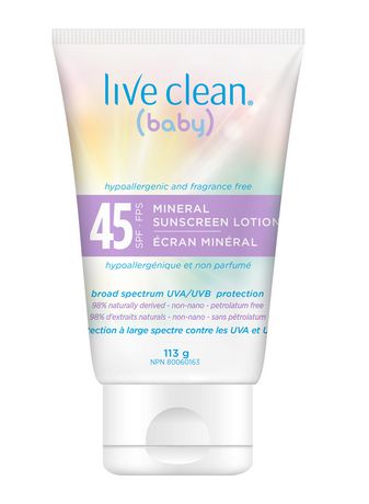 Live Clean Baby Mineral Sunscreen Lotion Spf45 113 g