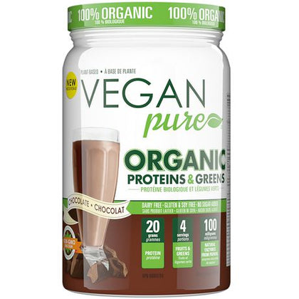 Vegan Pure Organic Protein & Greens Choc 478gr