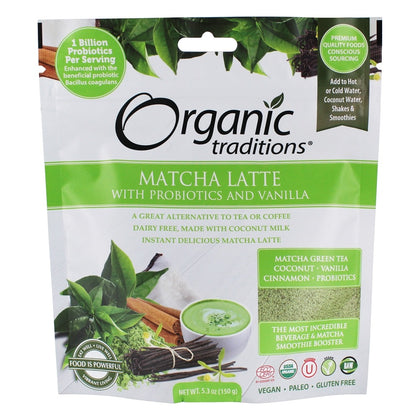 Organic Traditions Latte - Matcha with Probiotics 150g